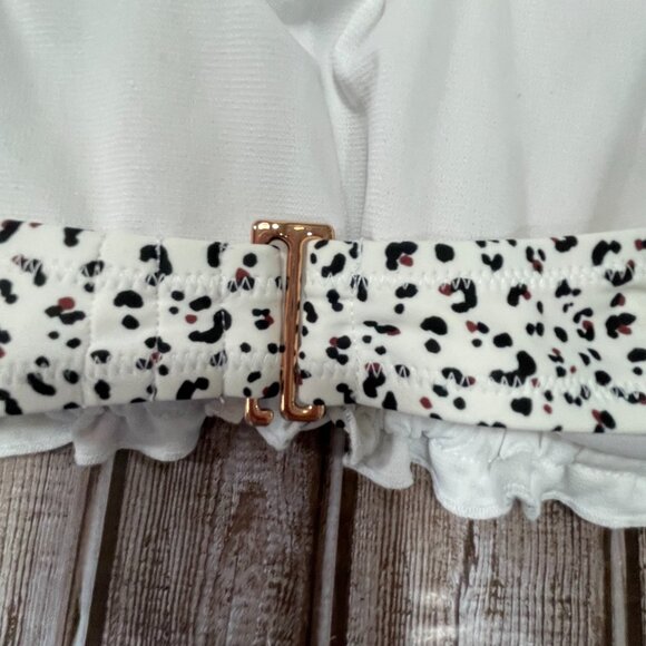 SHADE & SHORE Women's S Straples Ruffle White Animal Print Swimsuit Bikini Top - Picture 5 of 5